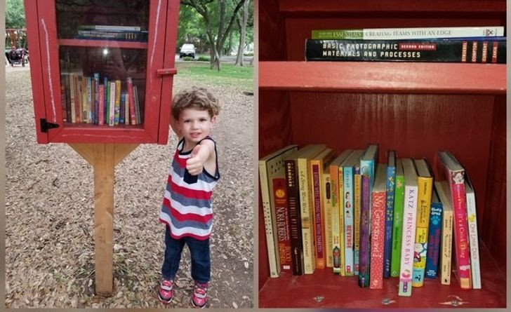 Cậu bé và thư viện sách mini