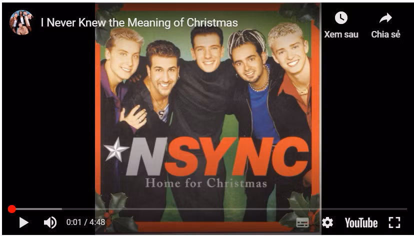 I Never Knew the Meaning of Christmas của- NSYNC: Lời bài hát khiến người ta nghĩ Giáng sinh không phải là ngày Chúa ra đời, dành thời gian cho mọi người và trao đổi quà tặng, đến thăm ông già Noel ở trung tâm thương hay đắm mình trong dây kim tuyến và cây thông. Đối với Justin Timberlake, JC Chasez, Chris Kirkpatrick, Lance Bass và Joey Fatoneban của ban nhạc NSYNC thì Giáng sinh chỉ có một ý nghĩa là tìm cho được một người bạn gái.