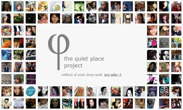 The Quiet Place Project. Website giúp bạn tránh xa mọi sự ồn ào trên web. Trang này còn cung cấp thêm một số trang web giúp bạn thư giãn nữa, như 90 Seconds Relaxation Exercise, the Quiet Place, và the Thoughts Room, tất cả đều có giai điệu nhẹ nhàng, êm ái, giúp bạn thư giãn và thoát khỏi mọi lo lắng phiền muộn. Chẳng hạn, vào http://thequietplaceproject.com/90seconds, bạn sẽ được thưởng thức bản nhạc êm ái và có thể giúp bạn “sống chậm” lại một chút để hưởng thụ giai điệu cuộc sống.