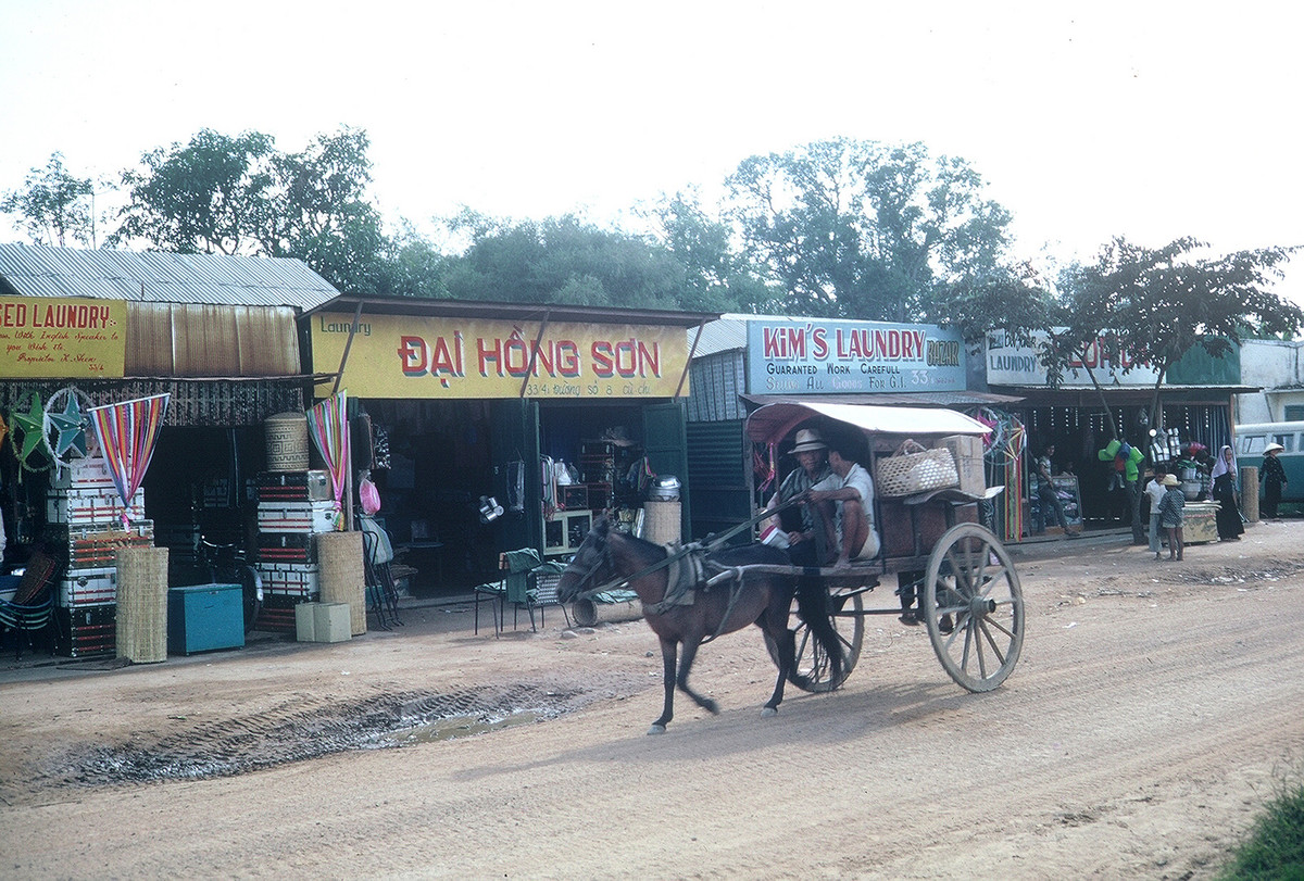 Xe ngựa kéo chạy qua tuyến phố thương mại. Ảnh: William Smith.
