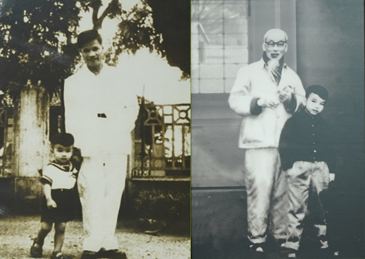 Được biết đến là con trai duy nhất của cố Đại tướng Nguyễn Chí Thanh, Thượng tướng Nguyễn Chí Vịnh chỉ có một khoảng ký ức ngắn ngủi với cha (ảnh trái), trước khi Đại tướng qua đời vào năm 1967. Ông đã từng được gặp Chủ tịch Hồ Chí Minh và chụp ảnh cùng Bác (ảnh phải).