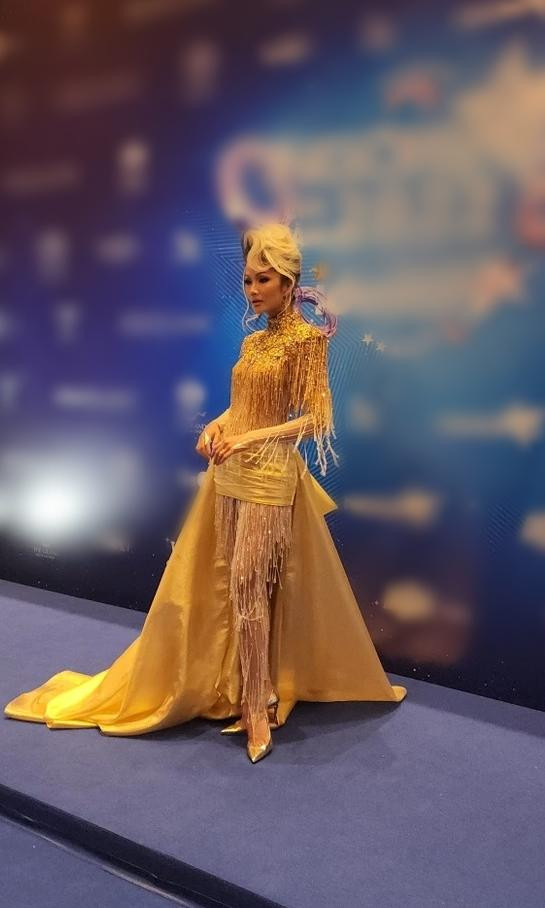 ù trang phục lấp lánh và luôn phát sáng khi ánh đèn chiếu vào, tạo nên những hiệu ứng đẹp mắt nhưng nhiều người lại cho rằng Hoa hậu Hoàn vũ Việt Nam 2017 bị "dìm hàng" thậm tệ.