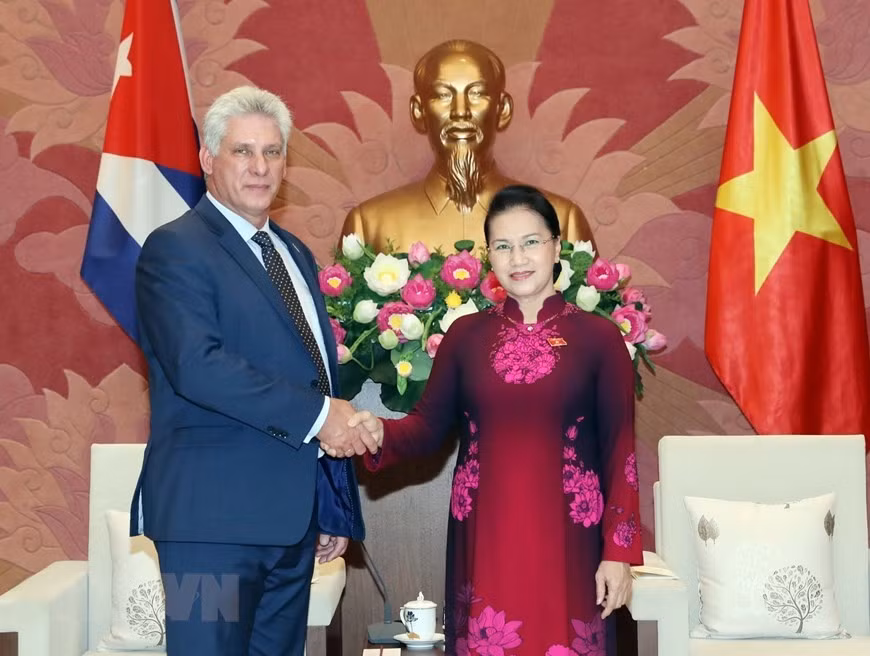 Chủ tịch Quốc hội Nguyễn Thị Kim Ngân hội kiến Chủ tịch Hội đồng Nhà nước và Hội đồng Bộ trưởng Cuba Miguel Díaz-Canel Bermúdez thăm hữu nghị chính thức Việt Nam (9/11/2018). (Ảnh: Trọng Đức/TTXVN).