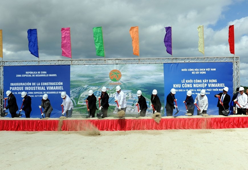 ViMariel S.A - chi nhánh của tập đoàn Viglacera tại Cuba khởi công Khu công nghiệp đầu tiên tại Đặc khu phát triển Mariel, Cuba (2018). (Ảnh: Lê Vũ Hà/TTXVN).