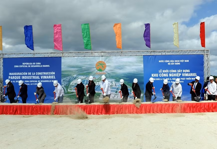 ViMariel S.A - chi nhánh của tập đoàn Viglacera tại Cuba khởi công Khu công nghiệp đầu tiên tại Đặc khu phát triển Mariel, Cuba (2018). (Ảnh: Lê Vũ Hà/TTXVN).
