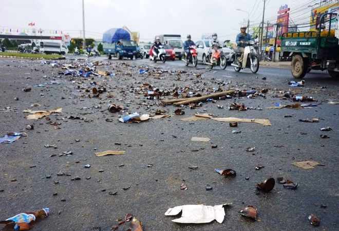 Hiện trường còn lại sau vụ hôi của.