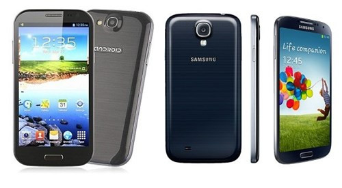  Samsung Galaxy S4 và FeiTeng H9504. Bản sao Trung Quốc của Samsung Galaxy S4 có thể được tìm thấy trên mạng.