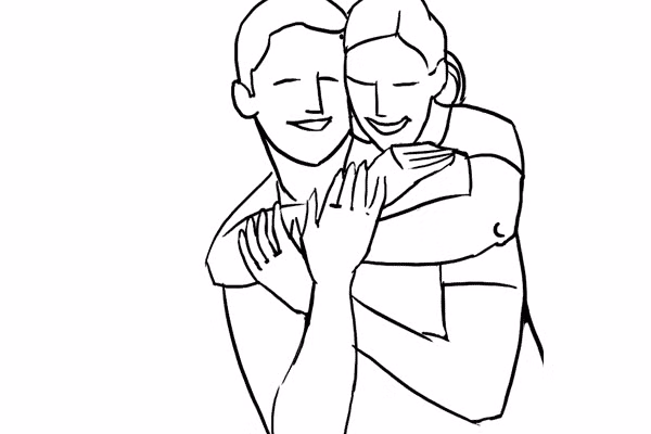 4. Kiểu ảnh vui vẻ và dễ thương này được chụp khi cô gái choàng tay qua ôm vai chàng trai từ phía sau, chú ý vị trí các bàn tay phải đơn giản và tự nhiên.