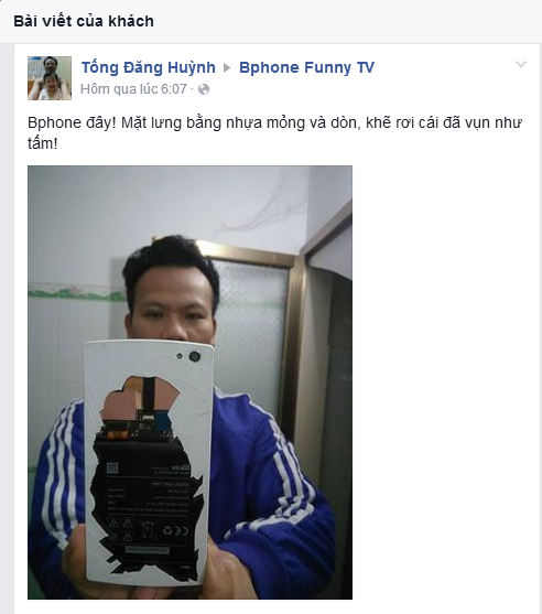 Quá sốc: Điện thoại Bphone 'khẽ rơi đã nát vụn như tấm' - Hình 2 Qua soc: Dien thoai Bphone 'khe roi da nat vun nhu tam'-Hinh-2