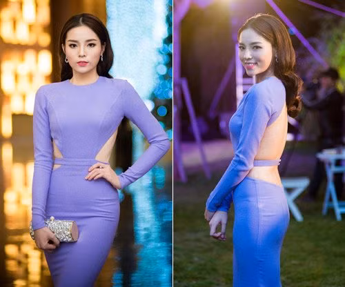 Trong một sự kiện tổ chức ngoài trời đúng một đợt lạnh ở Hà Nội, Kỳ Duyên chọn váy cut out để phô diễn vẻ đẹp vòng eo