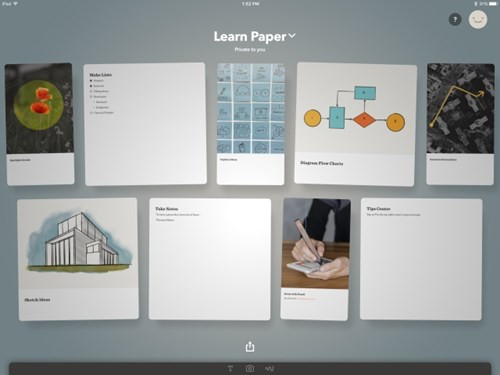  6. Paper (miễn phí). Ứng dụng ghi chú, phác thảo Paper khá nổi tiếng với khả năng tương tác nhanh và ghi lại mọi ý tưởng vừa lóe ra trong đầu của người dùng. Bên cạnh chức năng tạo danh sách công việc cần làm, tạo nhật ký bằng hình ảnh và tạo sơ đồ thì Paper còn có thể hỗ trợ vẽ phác thảo, ghi chú với hình ảnh và đồ họa. 