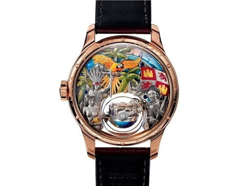  8. Zenith Academy Christophe Colomb Hurricane Grand Voyage II - Giá: 350.000 USD. Nếu chỉ xét riêng về tính thẩm mỹ, đây chắc chắc là chiếc đồng hồ đẹp nhất trên danh sách này. Nhưng đi kèm với nó, là một cái giá không hề dễ thở một chút nào. Lấy cảm hứng từ chuyến thám hiểm tìm ra châu Mỹ của nhà thám hiểm Christophe Colomb, các bậc thầy của Zenith đã tái dựng một tác phẩm sống động và chân thực kết hợp với bộ máy thiết kế đa chiều cùng nghệ thuật khắc thủ công điêu luyện. Một kiệt tác đồng hồ thực thụ. 