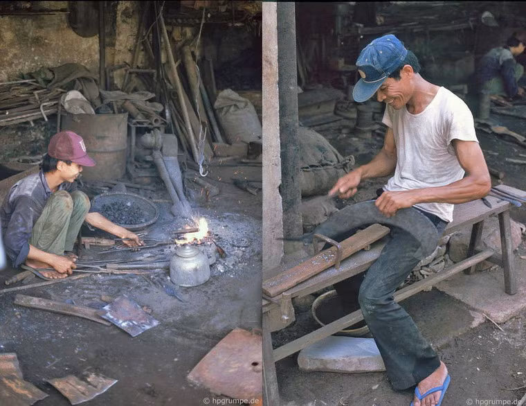 Những người thợ hành nghề ngay trên phố.