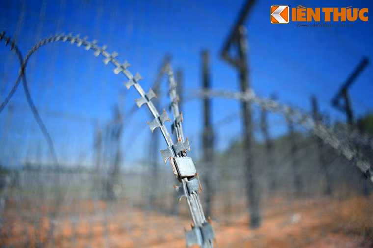 Loại dây kẽm gai được sử dụng ở đây là dây dao lam, với các ngạnh sắc nhọn, có giá thành cao và nguy hiểm hơn dây kẽm gai thông thường.
