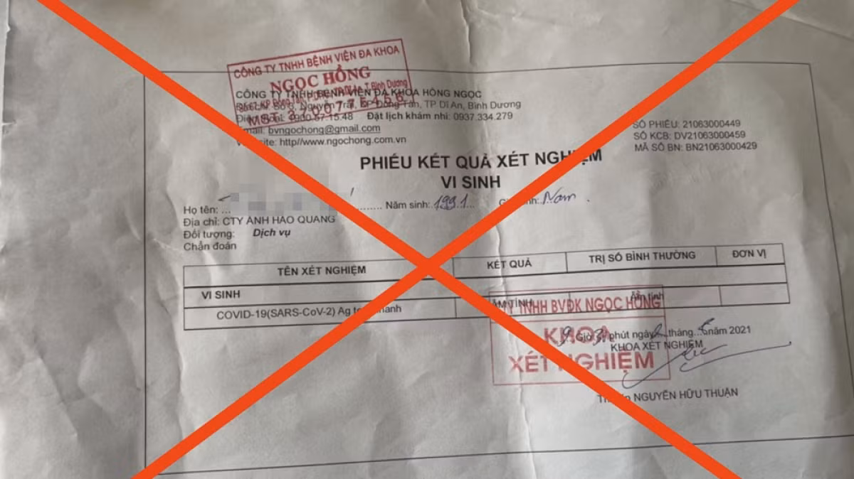 Cong an Binh Duong bat giu 3 doi tuong lam gia giay test COVID-19