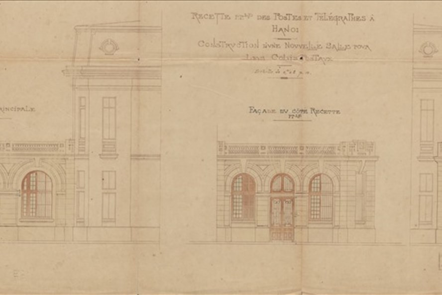 Tòa nhà Bưu điện tiếp tục được mở rộng trong vài thập niên tiếp theo. Trong ảnh là bản vẽ phong bưu phẩm vào năm 1918. 