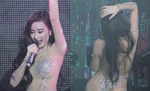 Màn biểu diễn của Angela Phương Trinh ở Next Top gây sốc khi cô mặc bộ jumpsuit màu nude bó sát siêu ngắn để múa cột. Sau vụ việc này, lãnh đạo Sở Văn hóa Hà Nội xử phạt chủ vũ trường 3,5 triệu đồng vì lỗi biểu diễn không thông báo với Sở và biểu diễn có yếu tố phản cảm, vi phạm thuần phong, mỹ tục.