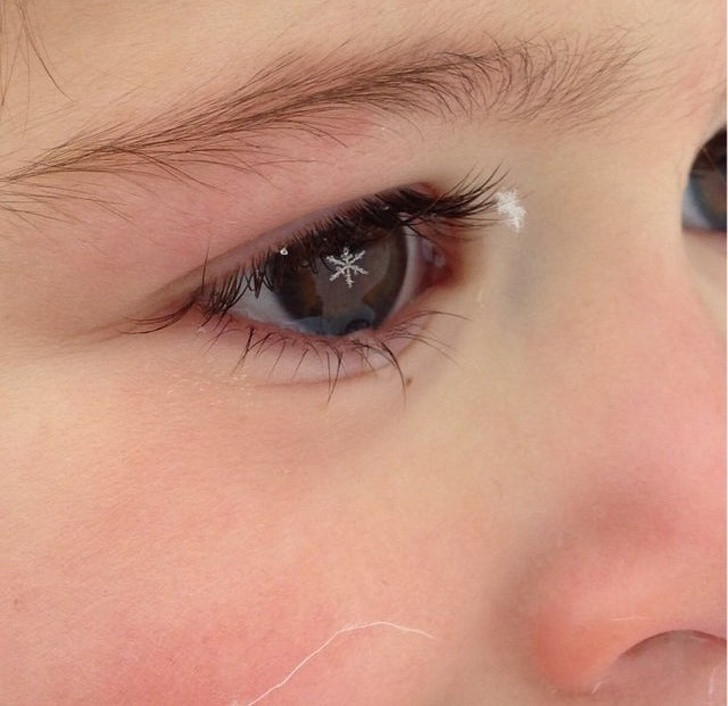 Bông tuyết như lắng đọng trong mắt cô gái nhỏ.