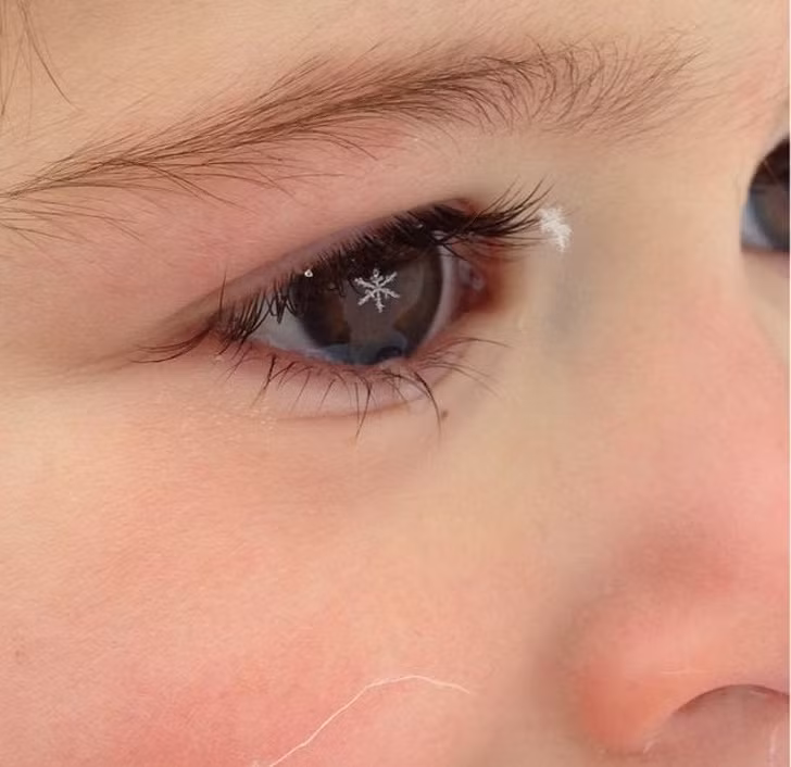 Bông tuyết như lắng đọng trong mắt cô gái nhỏ.