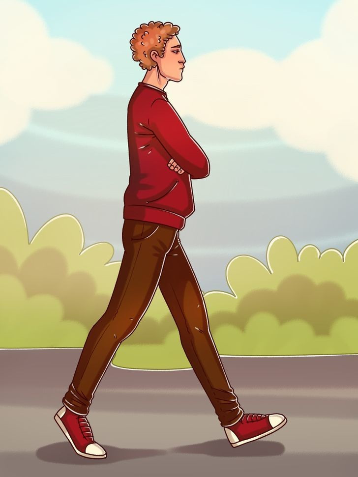  Bước đi lê thê, khoanh tay khi bước: Nếu bạn thường xuyên khoanh tay khi di chuyển, điều này có thể cho thấy bạn dễ bị tổn thương và là một thói quen cần phải thay đổi, đặc biệt là nếu bạn là phụ nữ. Hành động này thường được hiểu là biểu hiện của sự tự vệ và sợ hãi, khiến cho những kẻ tấn công cảm thấy dễ dàng hơn. 