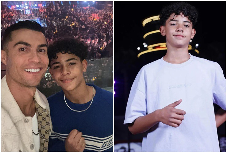 Con trai CR7 buoc sang tuoi moi, phong cach sanh dieu khong kem cha