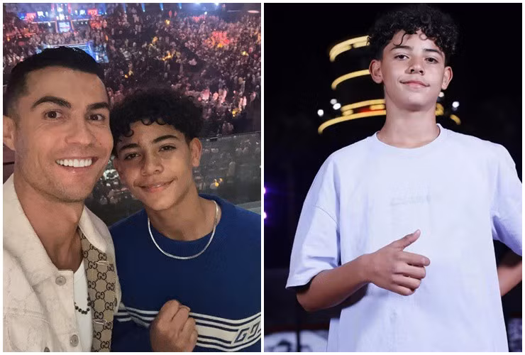 Con trai CR7 buoc sang tuoi moi, phong cach sanh dieu khong kem cha