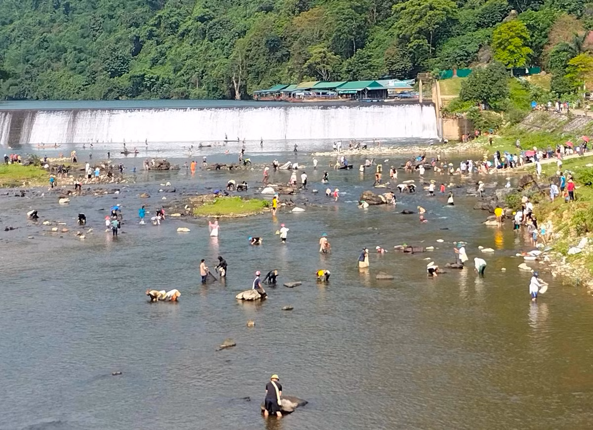 Sau tiếng trống hiệu lệnh, các đội thi mang theo ngư cụ chài lưới nhảy xuống sông thi bắt cá. Được biết, hội thi diễn ra có 2 phần. Phần đầu, 12 đội thi sẽ tổ chức bắt cá dự thi. Đội nào bắt được nhiều cá nhất, bắt được cá to nhất sẽ giành chiến thắng. Sau khi các đội thi kết thúc, người dân được phép mang chài, lưới, nơm xuống sông Giăng bắt cá.