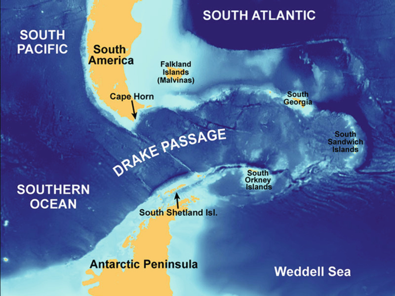 Rộng khoảng 800 km và dài 1.000 km, Drake Passage là khoảng cách ngắn nhất từ lục địa Nam Cực đến bất kỳ vùng đất nào khác.