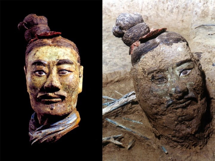 Soi kính hiển vi đội quân đất nung, những “bông hoa” màu trắng nở rộ - Hình 2 Soi kinh hien vi doi quan dat nung, nhung “bong hoa” mau trang no ro-Hinh-2