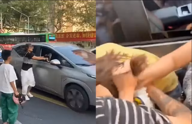 Nhan tinh bi vo tum toc, chong phong xe bo chay