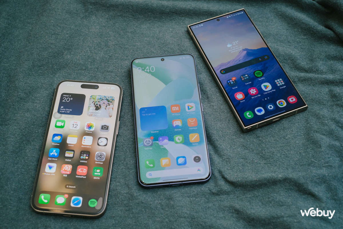 Về hiệu năng, cả 3 model trên đều có hiệu năng top đầu thị trường. iPhone sử dụng chip Apple A17 Pro cao cấp có khả năng chơi được các tựa game console cùng nền tảng iOS được tối ưu hoá về mặt phần mềm. Trong khi đó Galaxy S24 Ultra và Xiaomi 14 Ultra sử dụng chip Snapdragon 8 Gen 3 mạnh mẽ trong thế giới Android, điểm AnTuTu xấp xỉ 2 triệu điểm, cũng như có hệ thống tản nhiệt riêng giúp hạn chế tình trạng quá nhiệt của chip khi sử dụng các tác vụ nặng