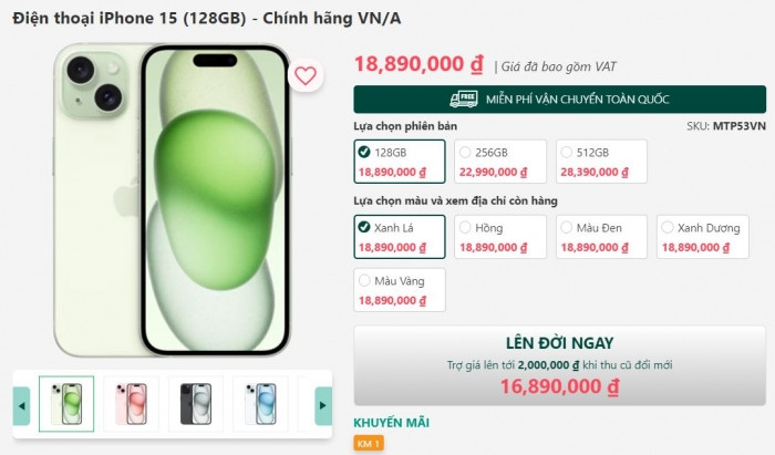 Giá iPhone 15, iPhone 15 Pro, iPhone 15 Pro Max đang siêu rẻ Gia iPhone 15, iPhone 15 Pro, iPhone 15 Pro Max dang sieu re