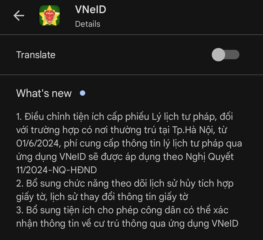 VNeID ngung hoat dong tren dien thoai Android da bi 