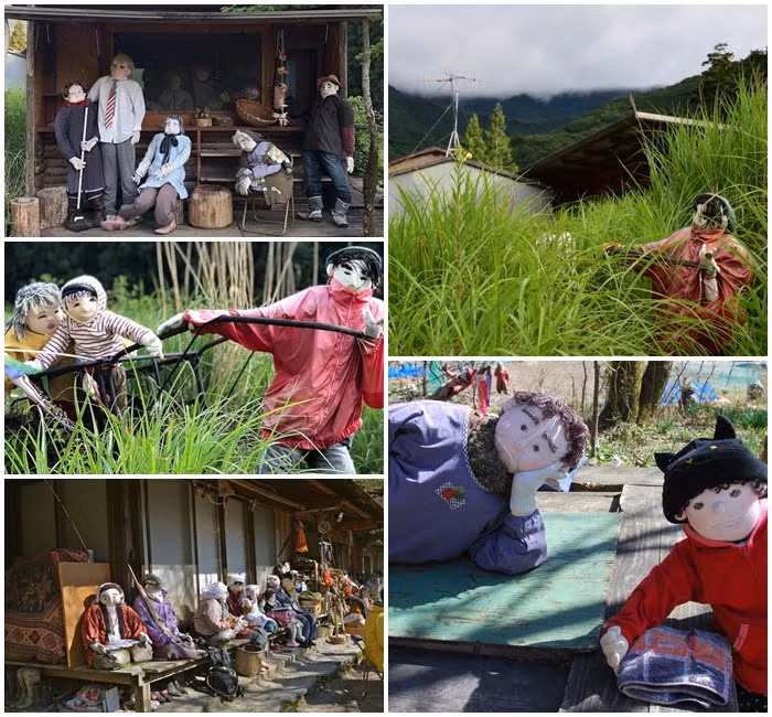  Từ những con búp bê ngồi thơ thẩn trước hiên nhà, hay làm vườn, chờ xe buýt, thậm chí được làm để tưởng nhớ những cư dân đã khuất... khiến du khách mỗi lần ghé thăm làng đều phải giật mình.