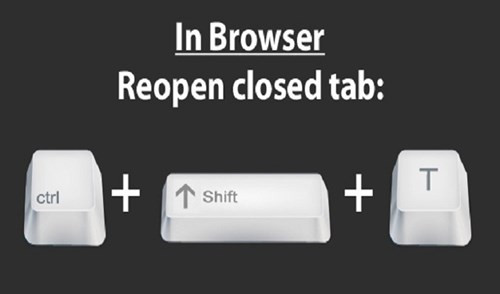  4. Ctrl + Shift+ T Đây là một phương pháp nhanh để lấy lại toàn bộ những cửa sổ IE, Firefox mà bạn lỡ tay đóng lại.