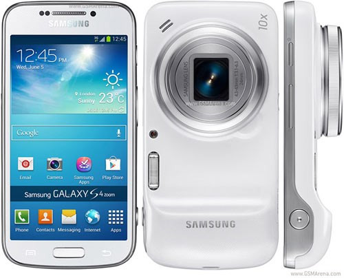  4. 4. Samsung Galaxy S4 Zoom. Galaxy S4 Zoom đã đẩy chức năng camera lên trên smartphone. Công năng chụp hình của máy rất mạnh với bộ cảm biến CMOS lớn và zoom quang 10x, thế nhưng khi xét đến khía cạnh điện thoại thì ngoài tên gọi, hiển nhiên chiếc điện thoại này không giống với Galaxy S4. Màn hình 4.3 inch với độ phân giải quá thường là 960 x 540p, cộng thêm vi xử lý lõi kép 1.5 GHz kém ấn tượng hơn nhiều so với phiên bản S4 chuẩn.