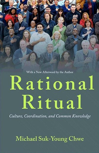  23. Rational Ritual (Tác giả Michael Suk-Young Chwe). Michael Suk-Young Chwes sử dụng việc quan sát như là cách để kiểm tra lại hành vi của đám đông và đưa ra giải pháp để tối ưu hóa các phương tiện truyền thông xã hội. Cuốn sách này là về khái niệm "kiến thức chung" và cách mọi người xử lý thế giới không chỉ dựa vào những gì cá nhân mỗi người biết, nhưng những gì chúng ta biết, người khác biết và chúng ta chia sẻ kiến thức là chuyện tốt", Zuckerberg viết.