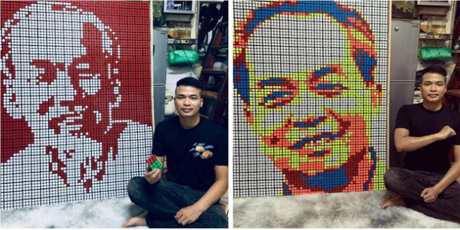 Chàng shipper có tài lẻ biến khối rubik sắc màu thành tranh chân dung Chang shipper co tai le bien khoi rubik sac mau thanh tranh chan dung