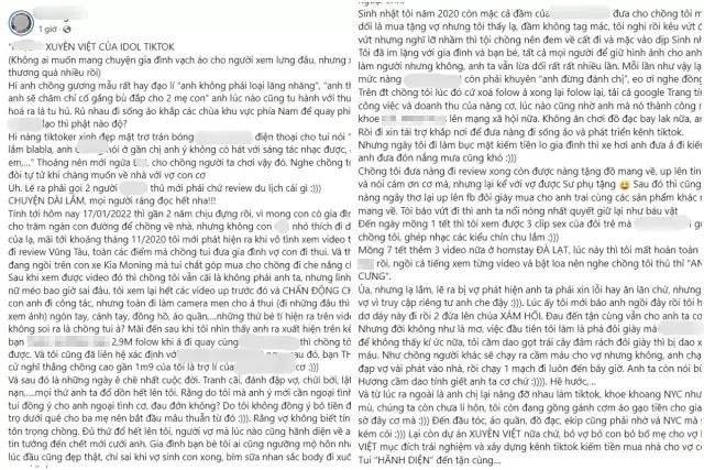 Anh chong vu Tiktoker bi to tieu tam tiet lo co bo doi tu sat