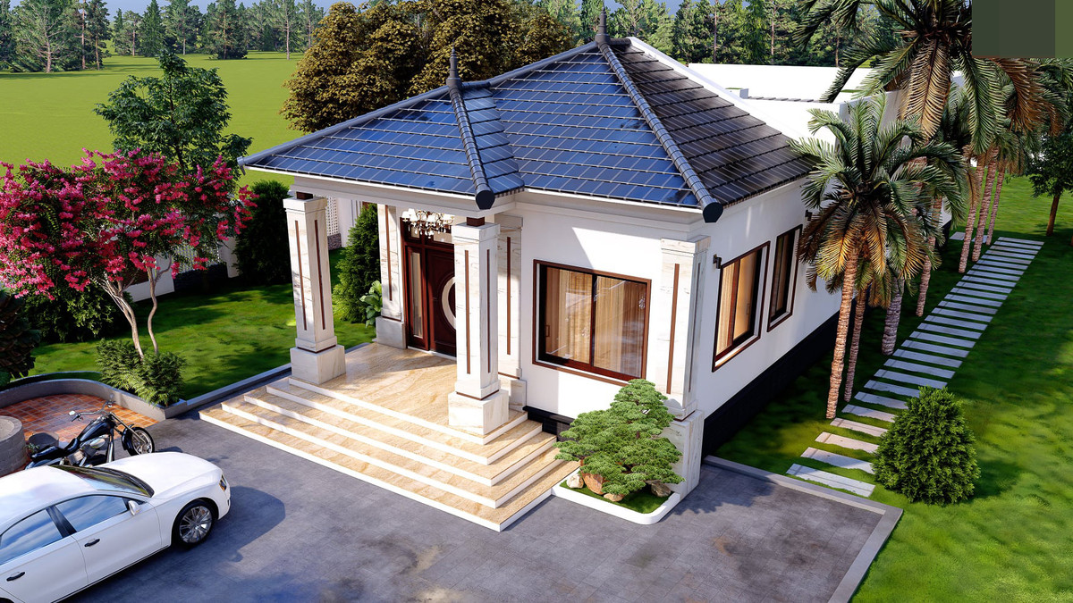 Nhà mái Thái cấp 4 đẹp như mơ được ưa chuộng ở nông thôn ảnh 1