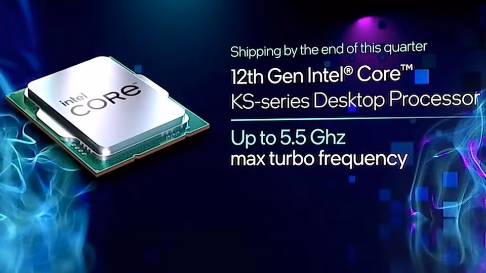 br/> Tại CES 2022, Intel đã giới thiệu dòng CPU thế hệ thứ 12, tự tin cho biết đây là "bộ xử lý di động nhanh nhất". Hãng tập trung vào mẫu Core i9-12900HK với xung nhịp 5 GHz, khẳng định chạy nhanh hơn AMD Ryzen 5900HX và Apple M1 Max. Theo Intel, dòng CPU mới cho hiệu năng chơi game cao hơn 28%, và 44% với một số ứng dụng văn phòng. CPU Intel thế hệ 12 còn hỗ trợ nhiều công nghệ như RAM DDR5, PCIe 4.0, Wi-Fi 6E và Thunderbolt 4. Ảnh: Intel.