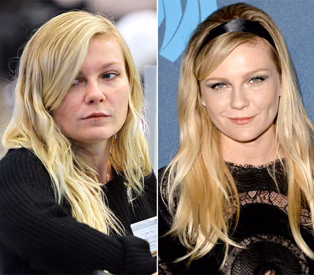 Ngôi sao Người Nhện Kirsten Dunst ủ rũ khi không thoa chút son phấn.
