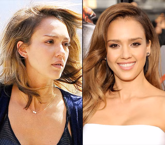 Xinh đẹp là thế, nhưng khi thiếu đi lớp phấn son, Jessica Alba cũng giống như bao phụ nữ u40 bình thường khác.