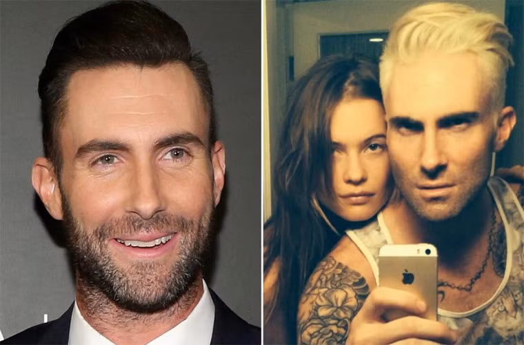 Với mái tóc nhuộm vàng, anh chàng ca sĩ Adam Levine mất hẳn đi vẻ đẹp trai, lãng tử vốn có.