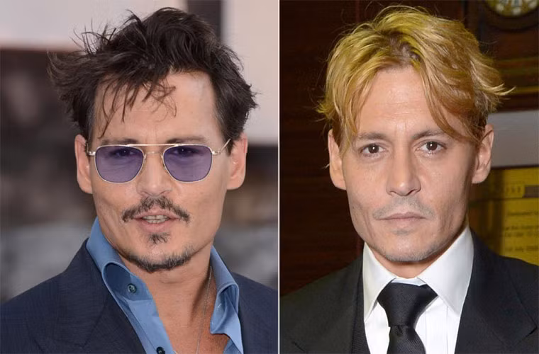Johnny Depp trông vừa buồn cười vừa xấu trai hơn hẳn khi nhuộm tóc từ nâu sang vàng.
