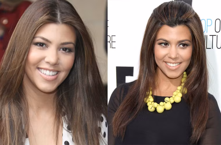 Vẻ đẹp của Kourtney tăng lên bội phần khi có bàn tay của các chuyên gia trang điểm.