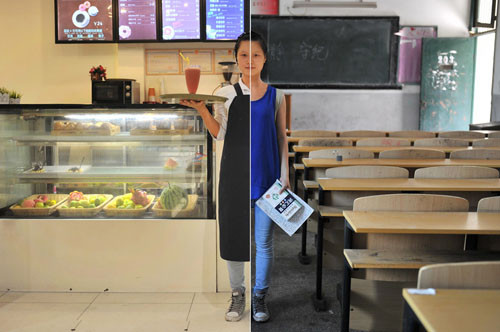 Tian Ting, 20 tuổi, sinh viên trường Đại học Công nghệ Hunan. Tian xin làm công việc bưng bê để giết thời gian. Cô bạn kiếm được 500 NDT (gần 82 USD)/tháng từ công việc này.