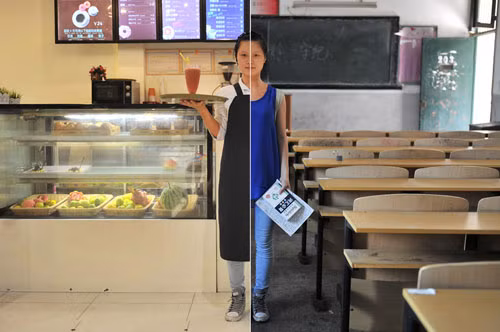 Tian Ting, 20 tuổi, sinh viên trường Đại học Công nghệ Hunan. Tian xin làm công việc bưng bê để giết thời gian. Cô bạn kiếm được 500 NDT (gần 82 USD)/tháng từ công việc này.