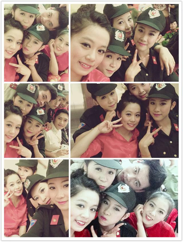 Giây phút thoải mái bên bạn bè sau buổi biểu diễn nghệ thuật.