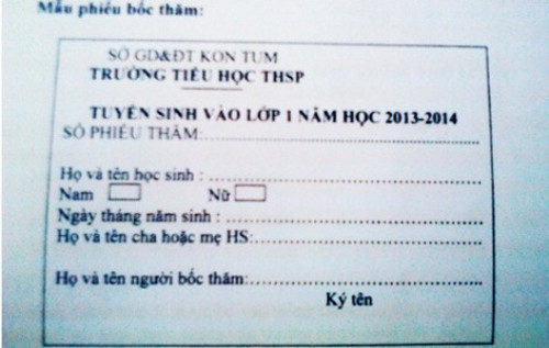 Trường tiểu học Thực hành sư phạm Kon Tum tuyển chọn học sinh vào lớp 1 bằng hình thức… bốc thăm.